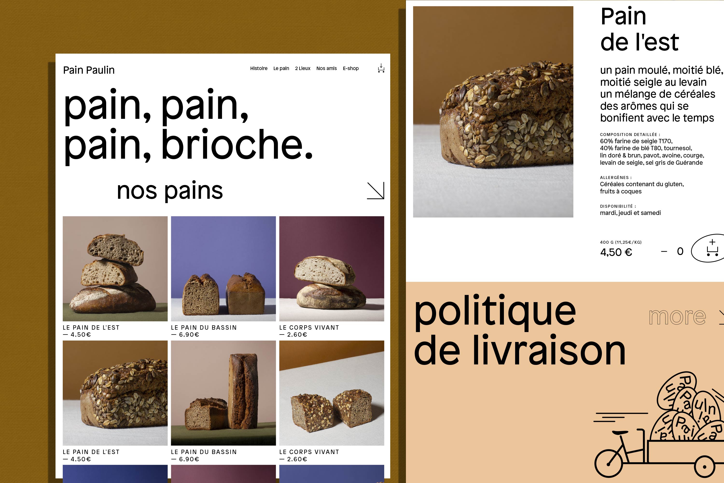 Pain Paulin e-shop GR20 design graphique signaletique paris branding graphic fashion food drinks culture luxury architecture